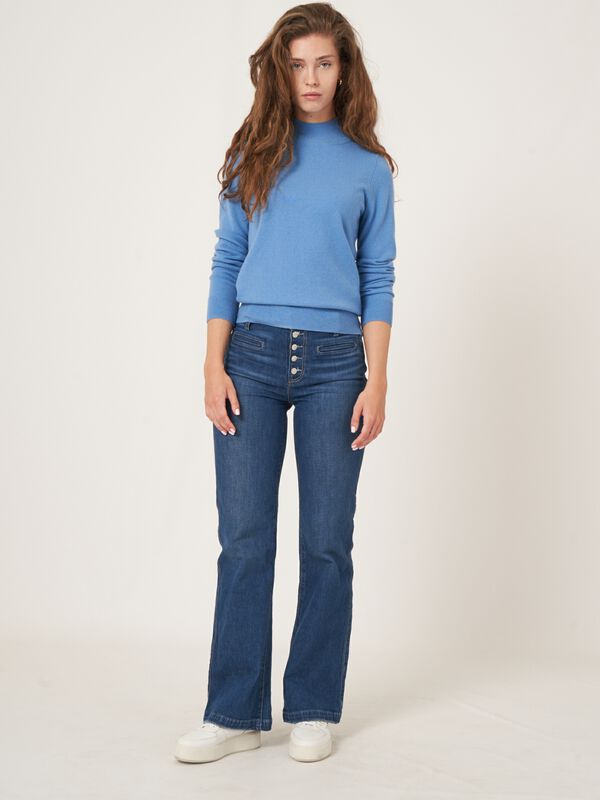 Organic cashmere sweater with ribbed stand collar image number 5