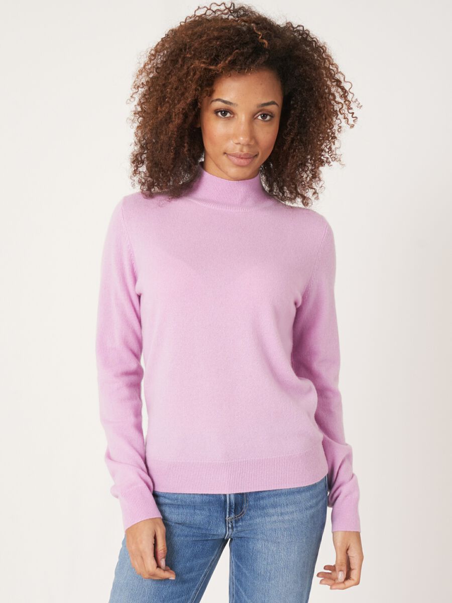 Feinstrickpullover aus Bio-Kaschmir mit geripptem Stehkragen image number 1