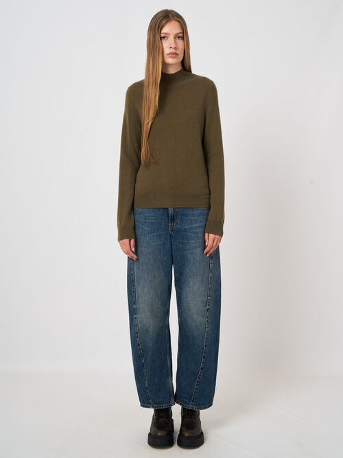 Organic Cashmere Stand-Collar Sweater