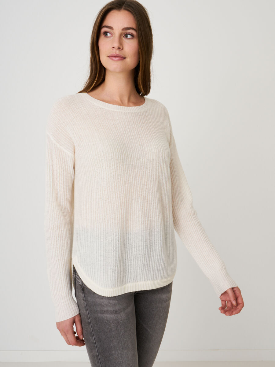 Ribbed organic cashmere pullover with rounded hem image number 0