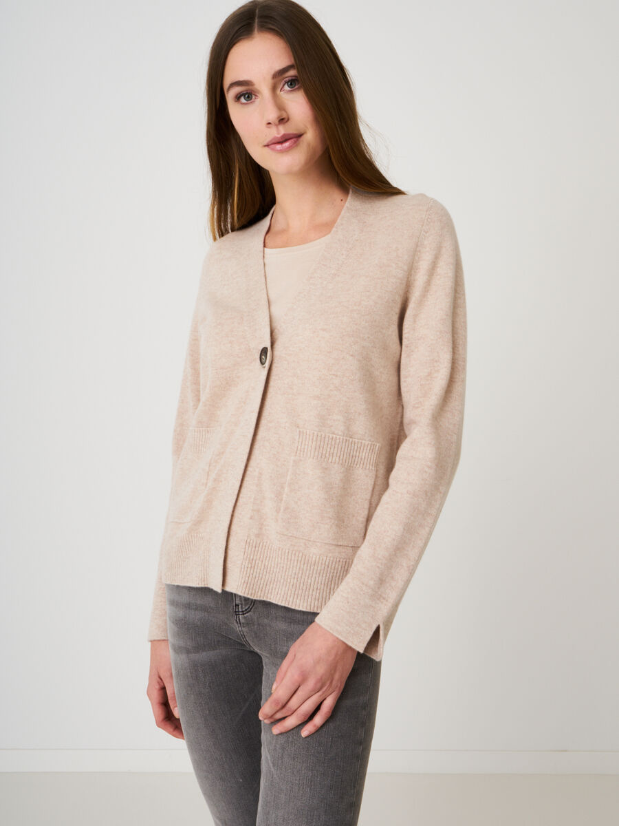 Organic cashmere cardigan with front pockets image number 0