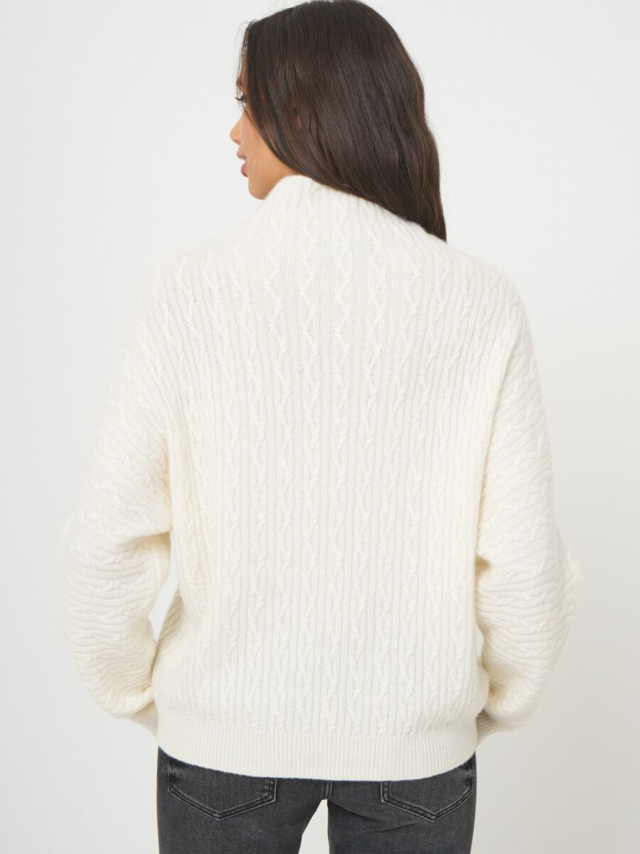 Cashmere sweater with fine cable knit pattern image number 1