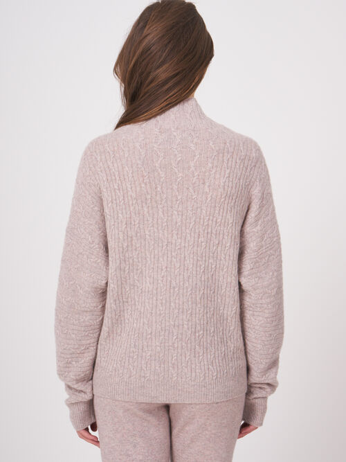 Cashmere sweater with fine cable knit pattern