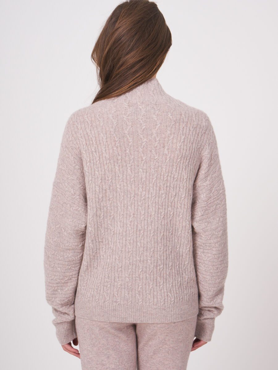 Cashmere sweater with fine cable knit pattern image number 1