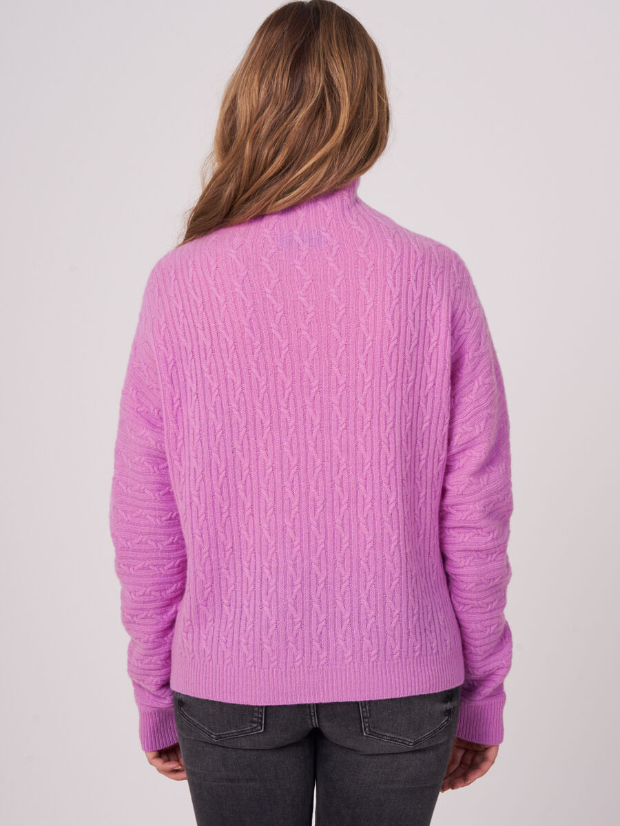 Cashmere sweater with fine cable knit pattern image number 1