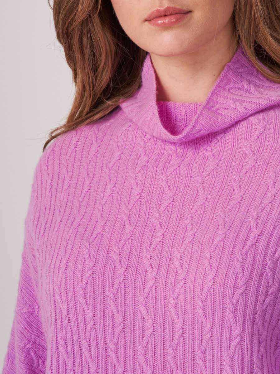Cashmere sweater with fine cable knit pattern image number 2