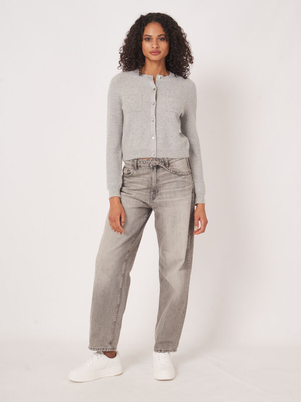 Textured cashmere cardigan with breast pockets image number 0