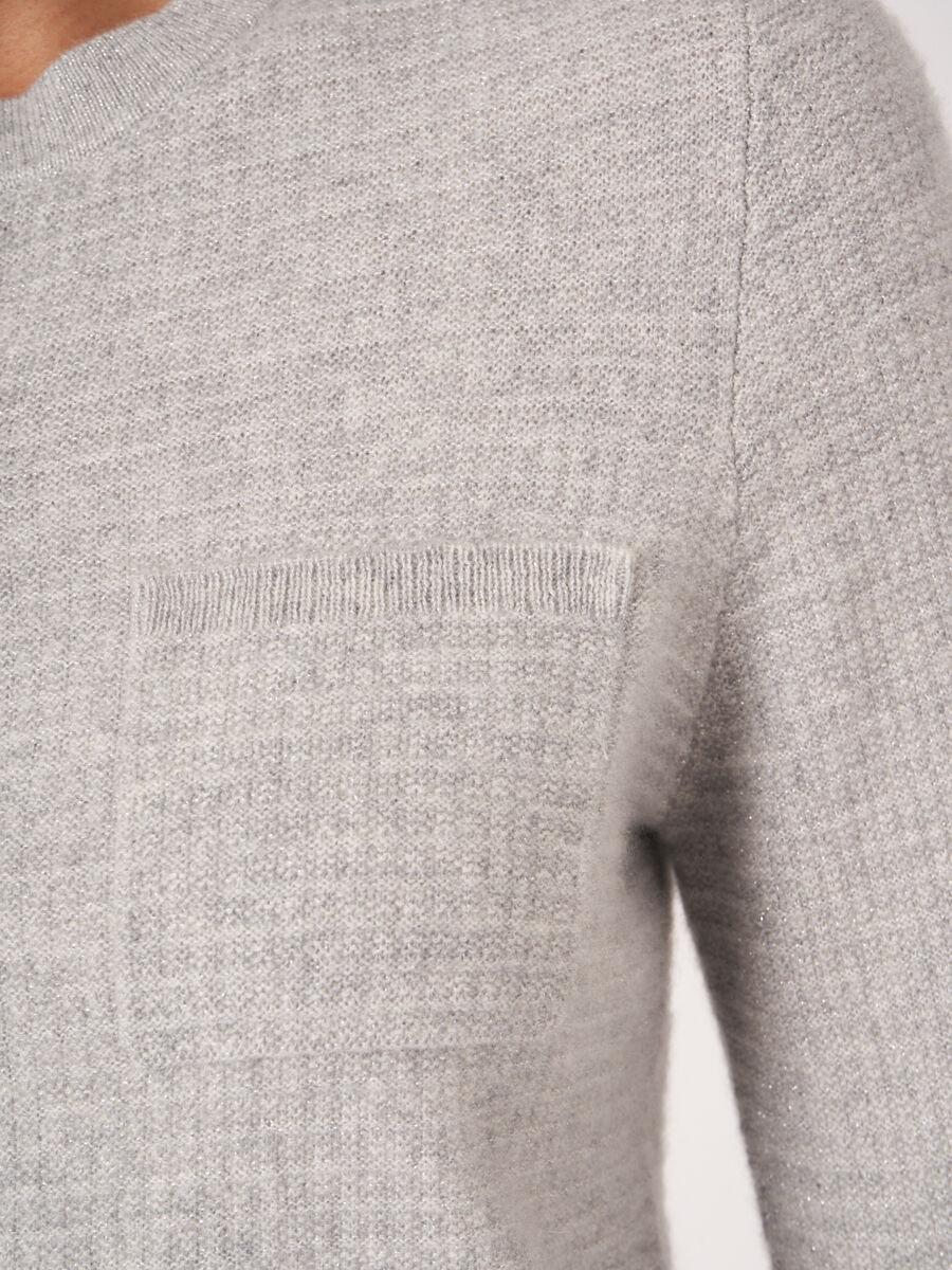 Textured cashmere cardigan with breast pockets image number 4