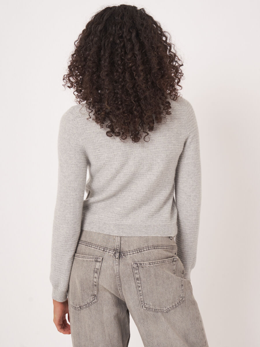 Textured cashmere cardigan with breast pockets image number 5