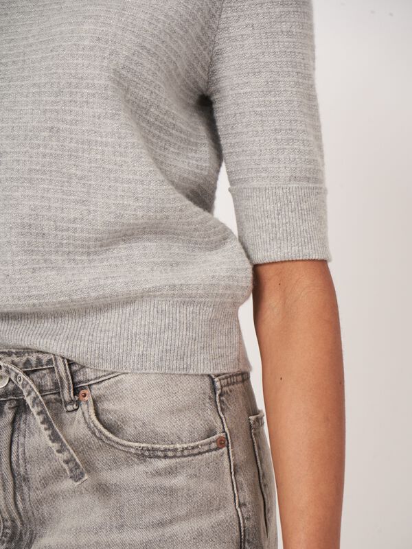 Textured short sleeve cashmere sweater with lurex image number 3