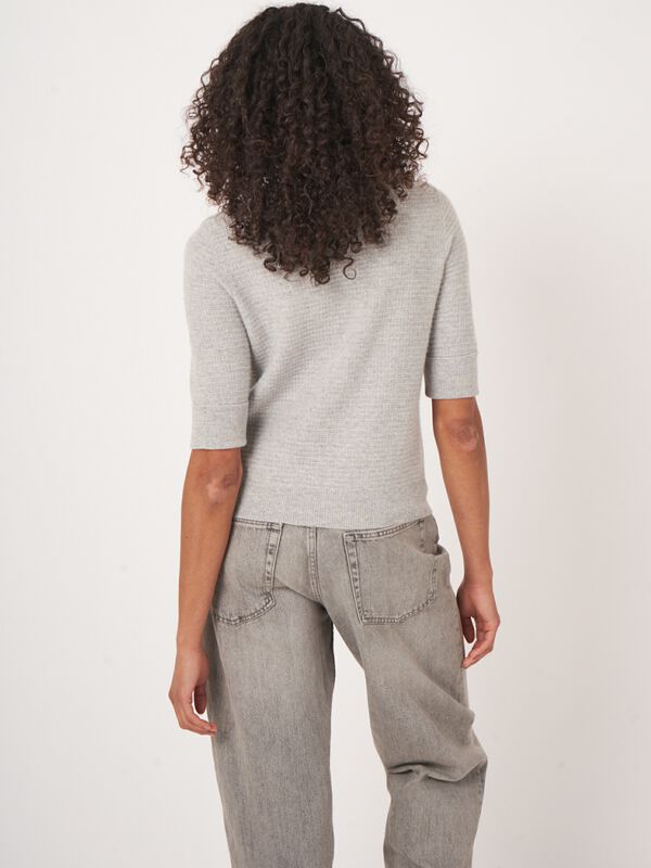 Textured short sleeve cashmere sweater with lurex image number 4
