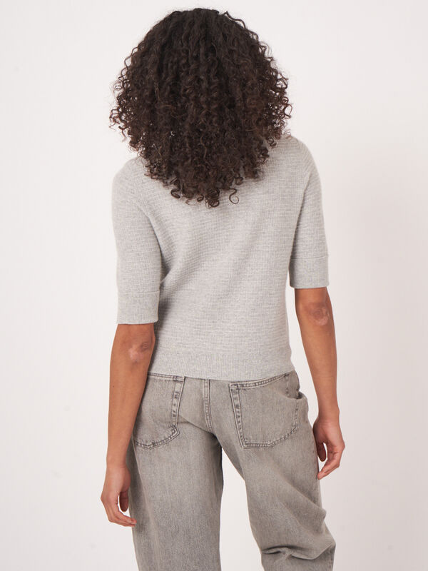 Textured short sleeve cashmere sweater with lurex image number 4