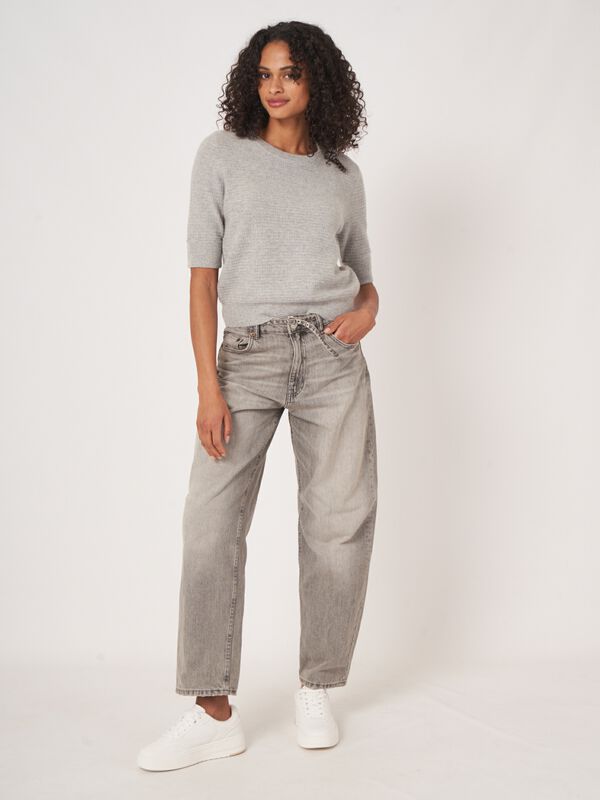 Textured short sleeve cashmere sweater with lurex image number 5