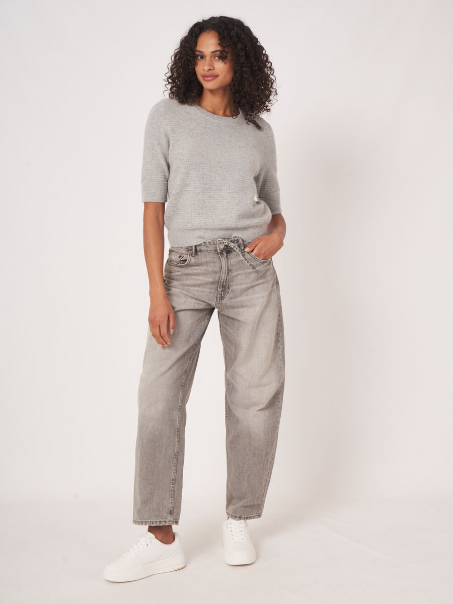 Textured short sleeve cashmere sweater with lurex image number 5