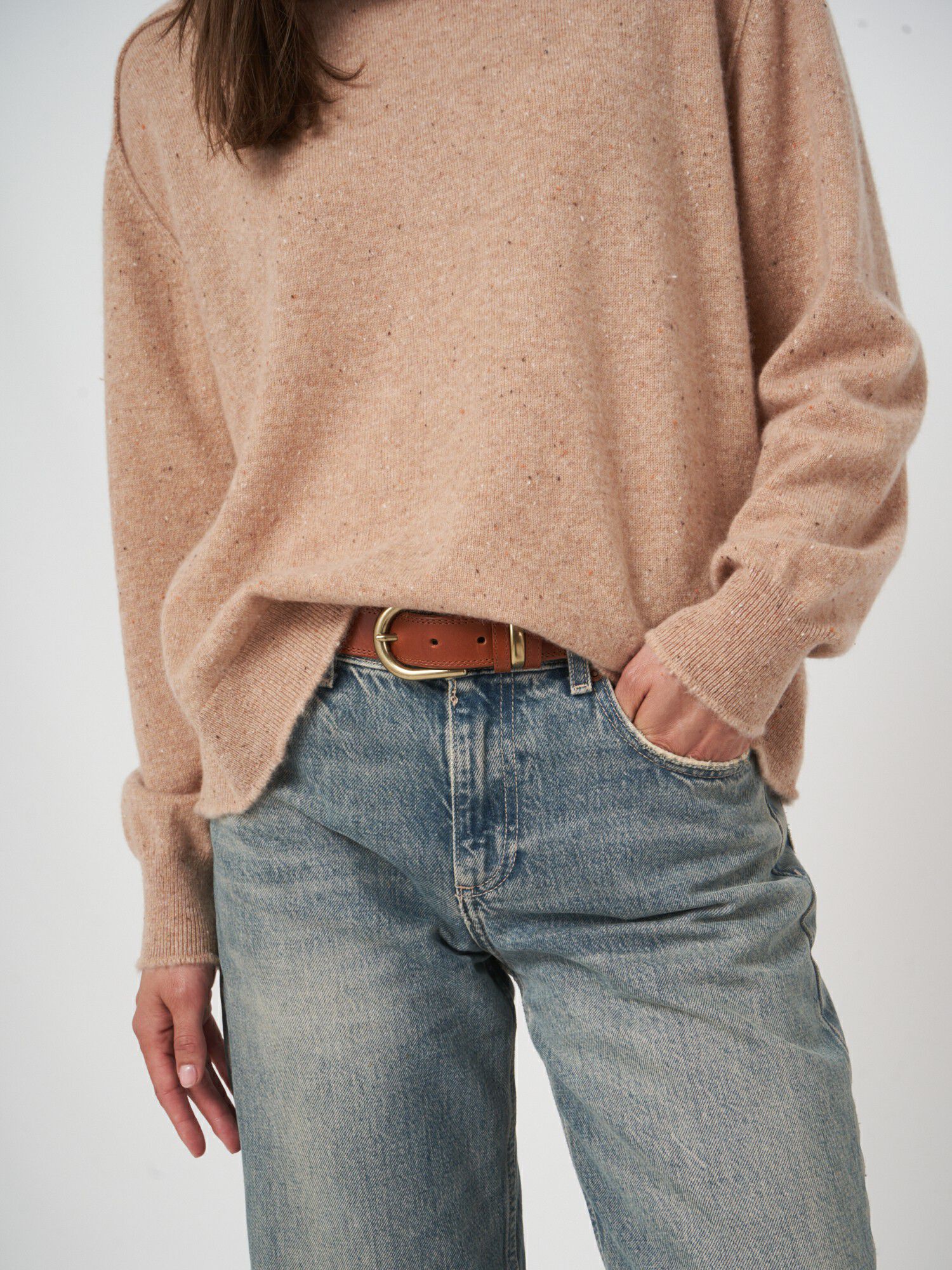 Boxy coltrui van duurzaam kasjmier met tweed-effect afbeelding 2