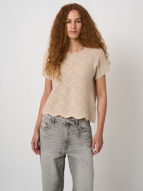Pointelle-knit cashmere sweater