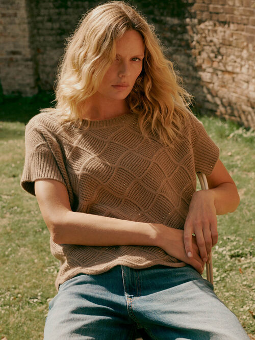 Pointelle-knit cashmere sweater