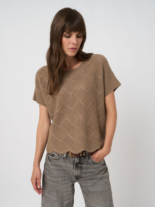 Pointelle-knit cashmere sweater image number 5