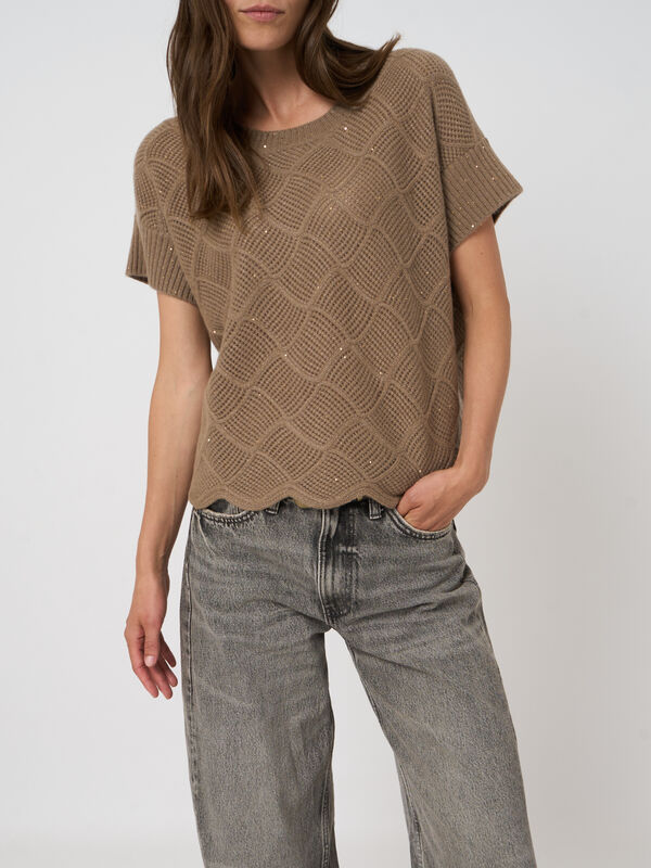 Pointelle-knit cashmere sweater image number 6