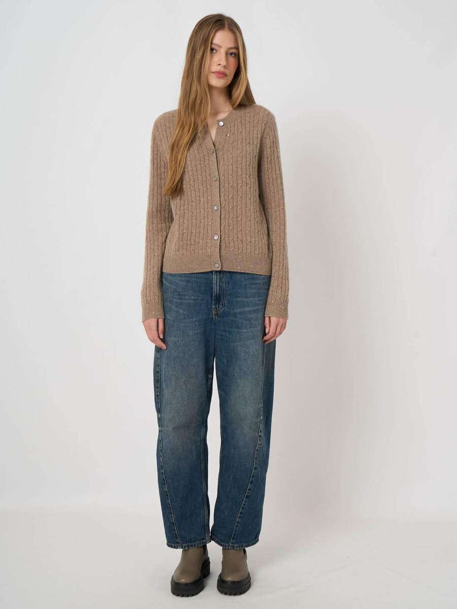 Cardigan en cachemire &agrave; torsades et Lurex image number 4