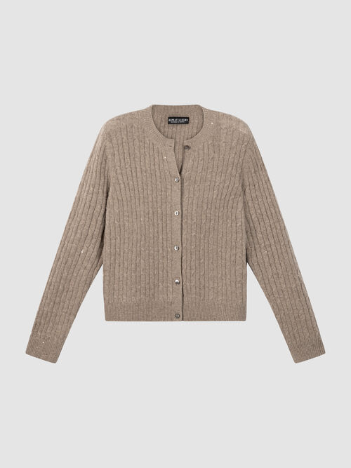 Cardigan en cachemire &agrave; torsades et Lurex