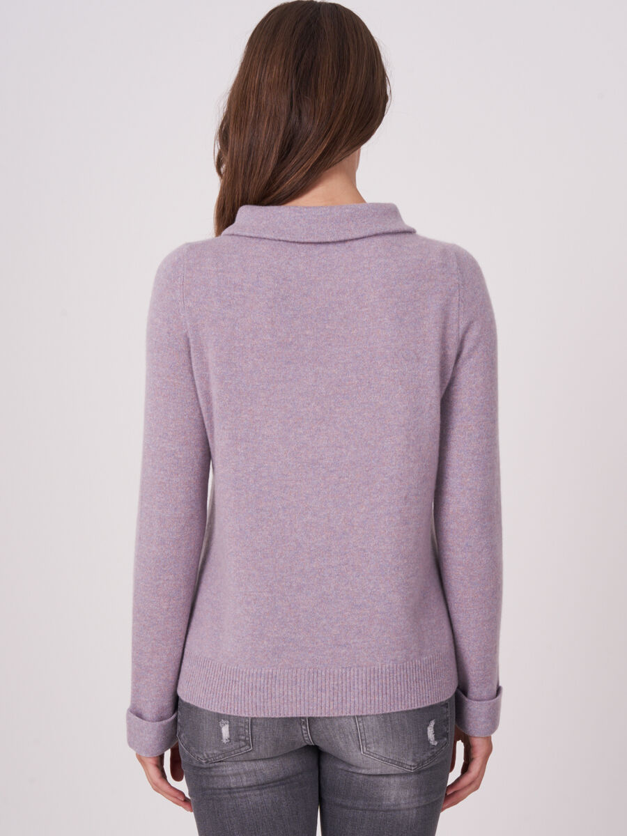 Cashmere sweater with Audrey Hepburn style boat neck collar