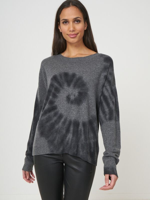 Cashmere trui met batik print image number 0