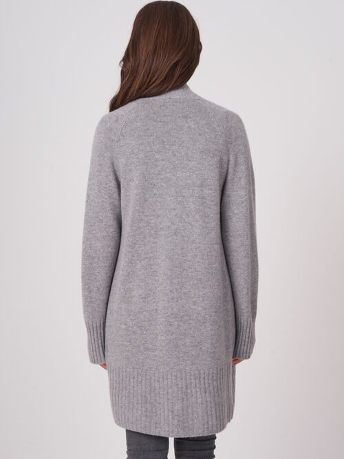 Open front organic cashmere cardigan with pockets