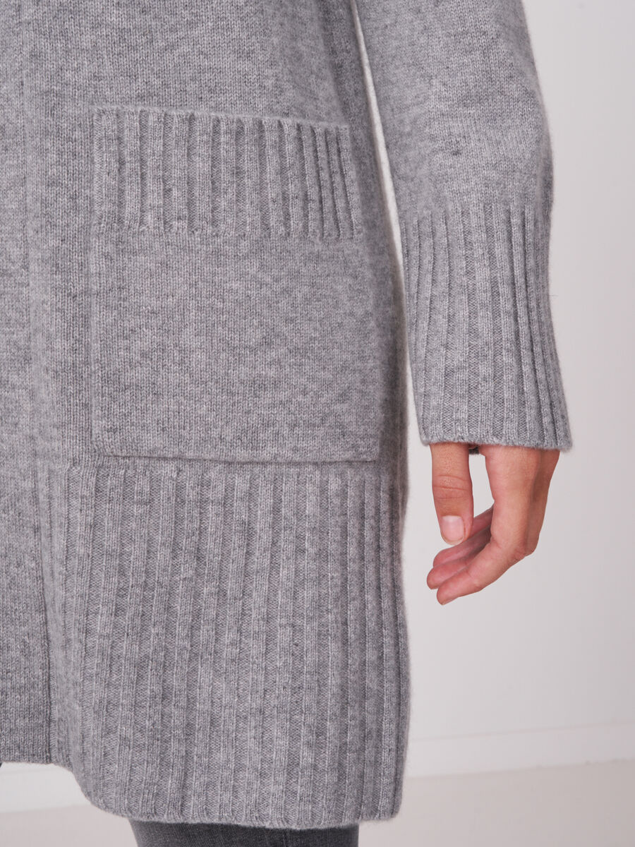 Open front organic cashmere cardigan with pockets image number 2