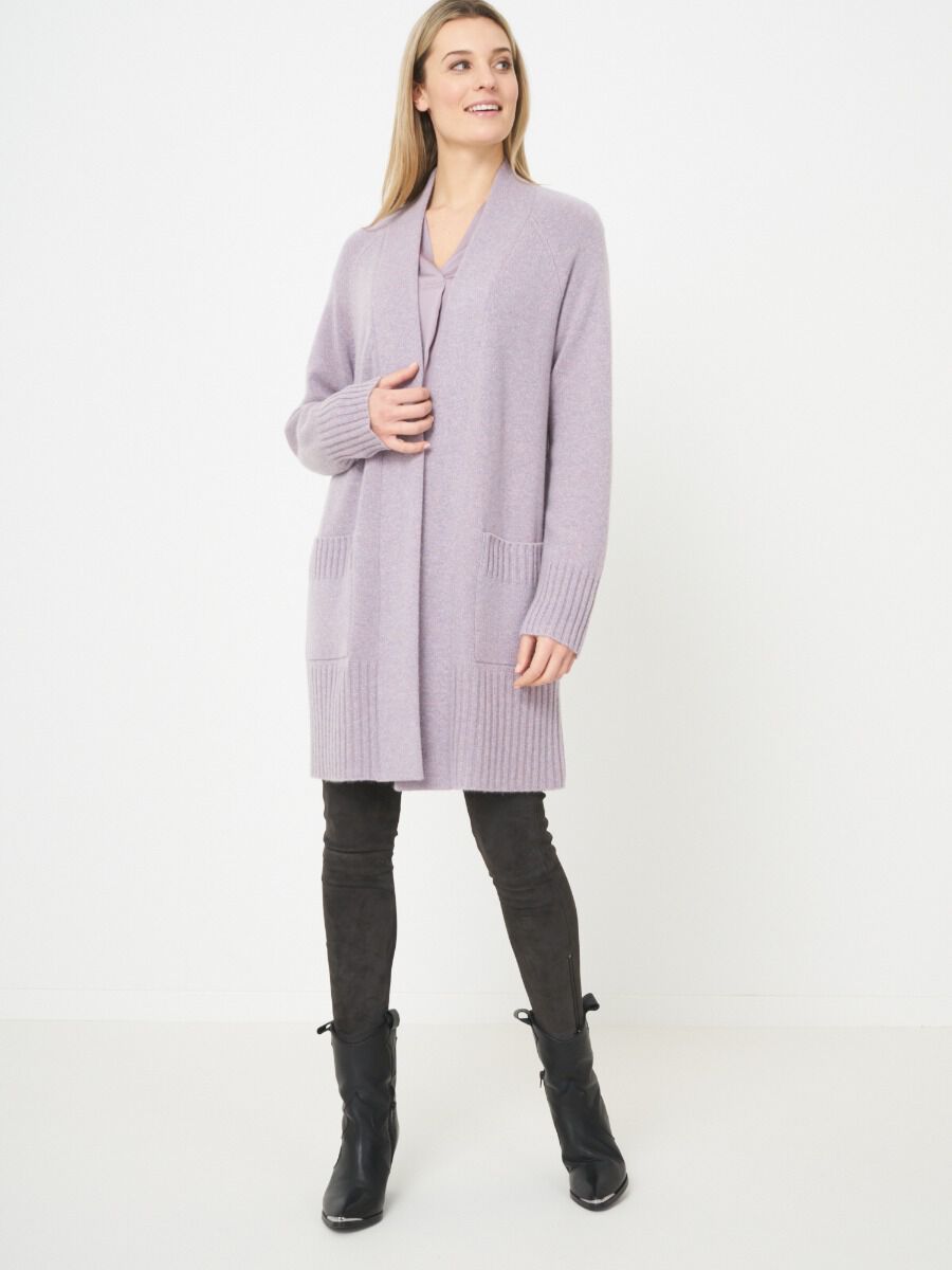 Open front organic cashmere cardigan with pockets image number 3