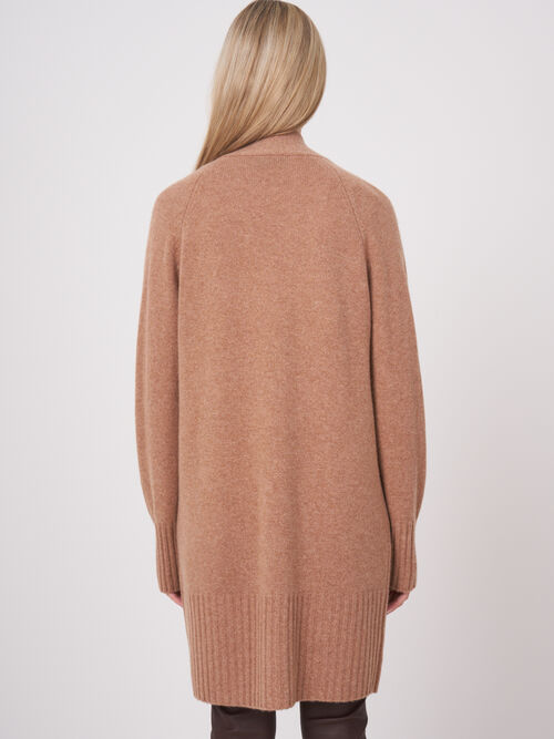 Open front organic cashmere cardigan with pockets