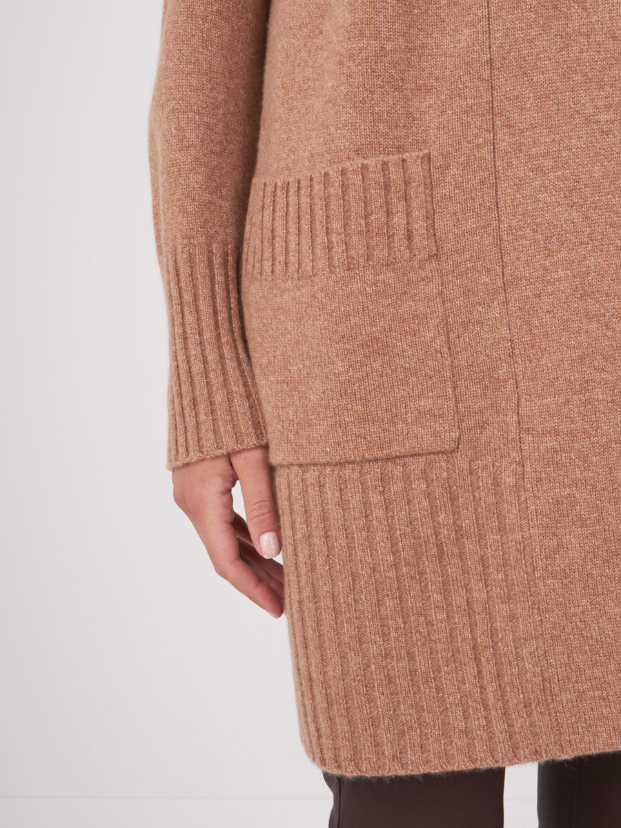 Open front organic cashmere cardigan with pockets image number 2