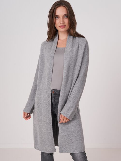 Luxe grofgebreid kasjmier vest met sjaalkraag