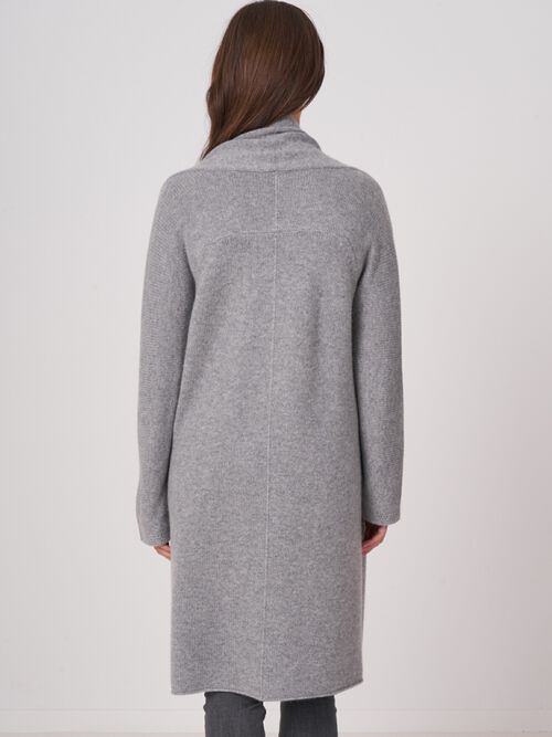 Luxe grofgebreid kasjmier vest met sjaalkraag