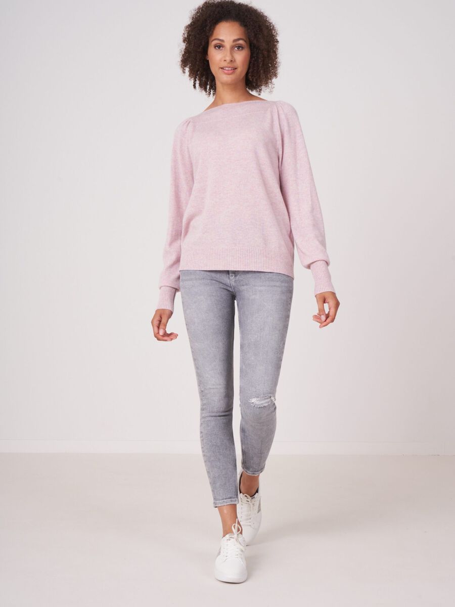 Trui met geribde boothals van biologische cashmere image number 3