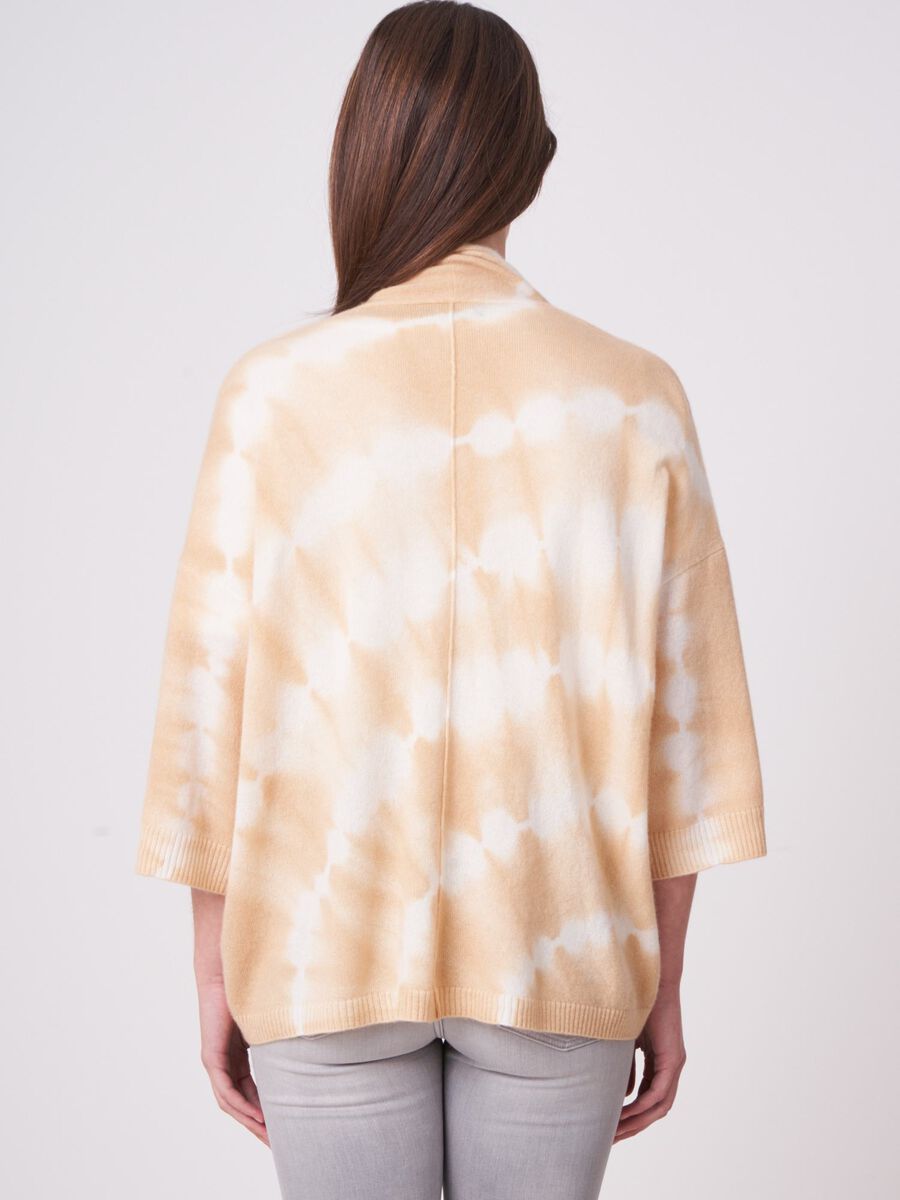 Tie dye organic cashmere cardigan with fringe image number 2