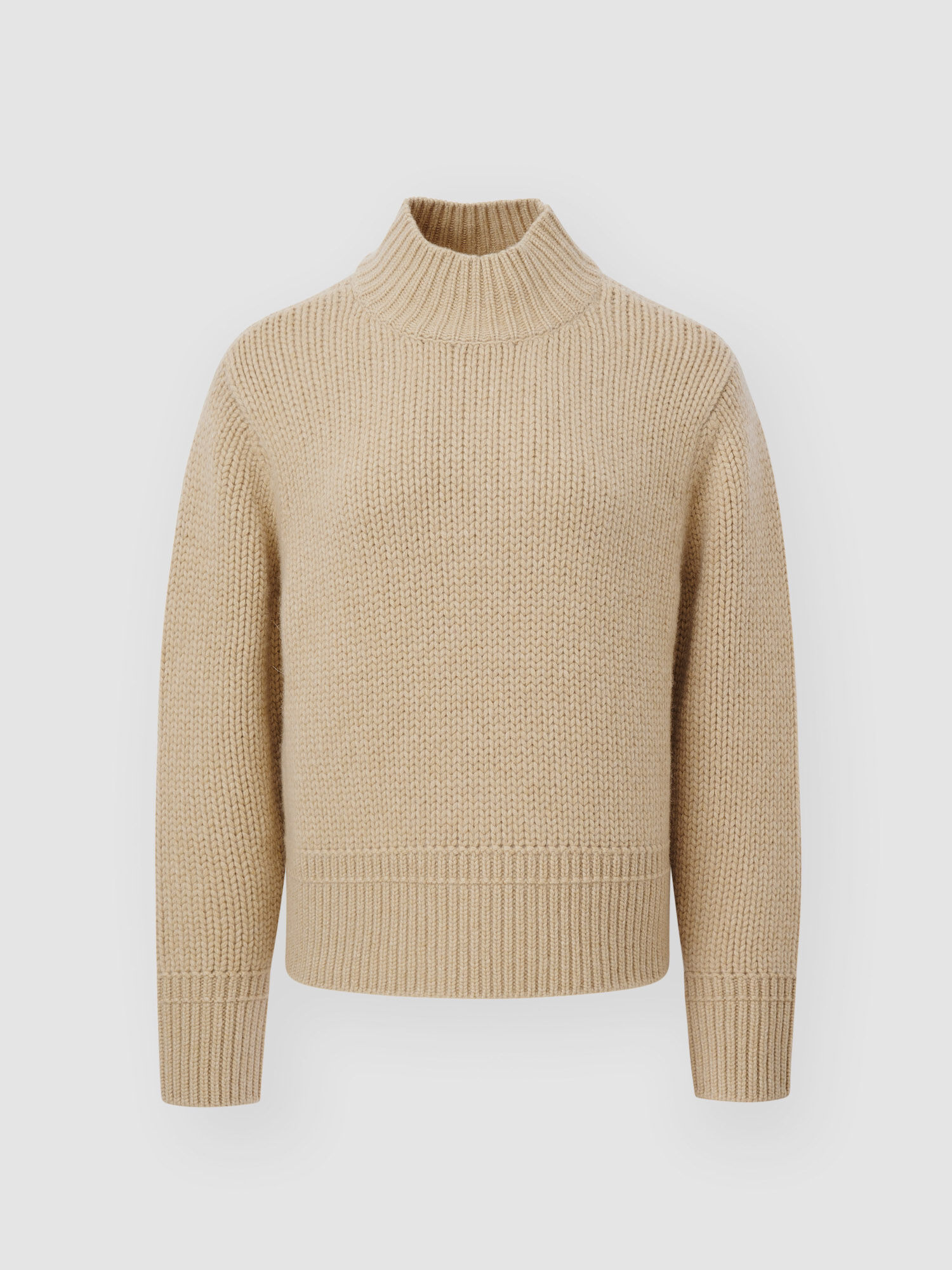 Chunky knit cashmere sweater with stand collar