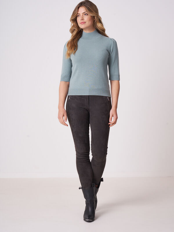 Cropped short sleeve cashmere sweater image number 3