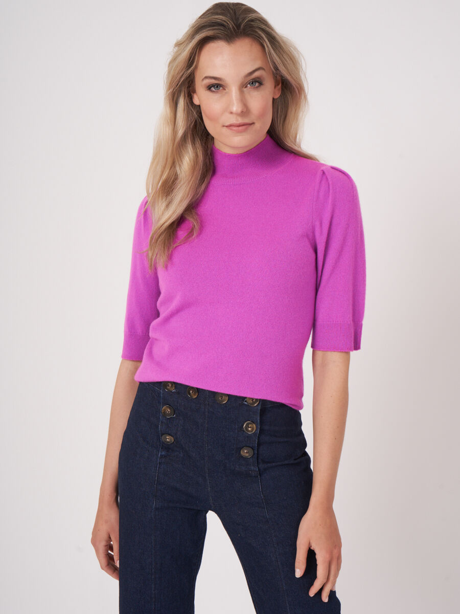 Cropped short sleeve cashmere sweater image number 0