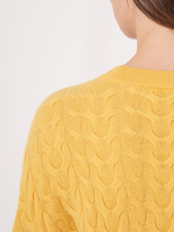 Fine knit cashmere sweater with cable pattern image number 4