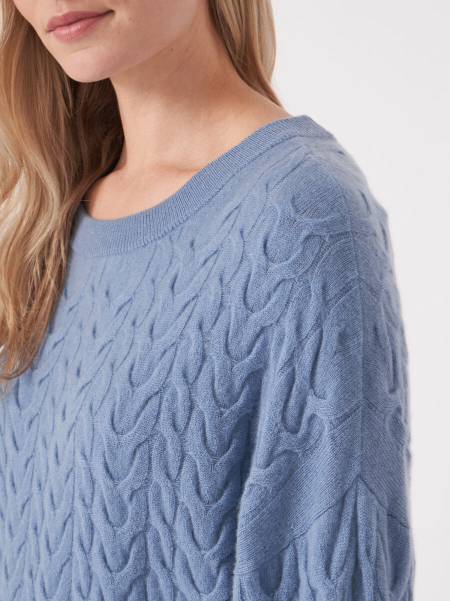 Fijn gebreide kabeltrui van biologisch cashmere image number 2