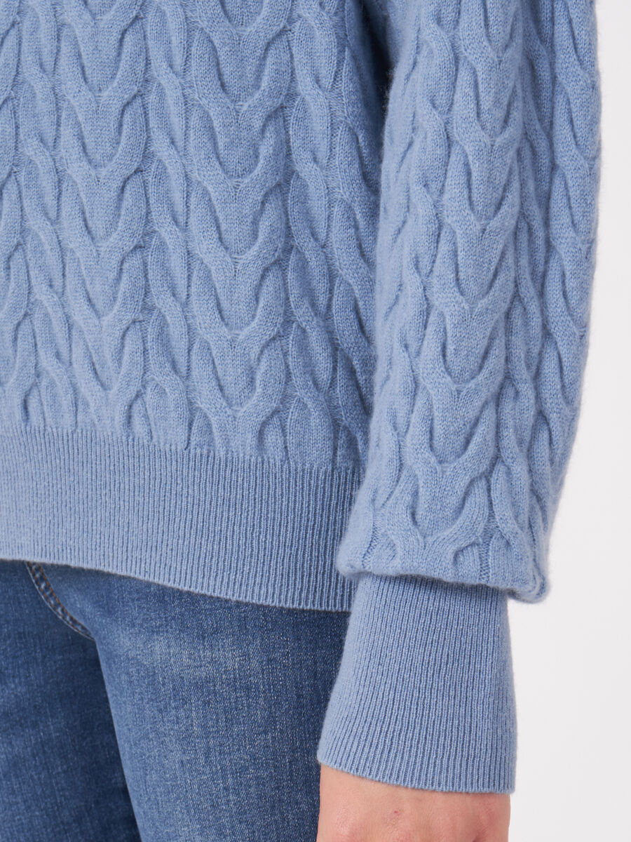 Fijn gebreide kabeltrui van biologisch cashmere image number 3