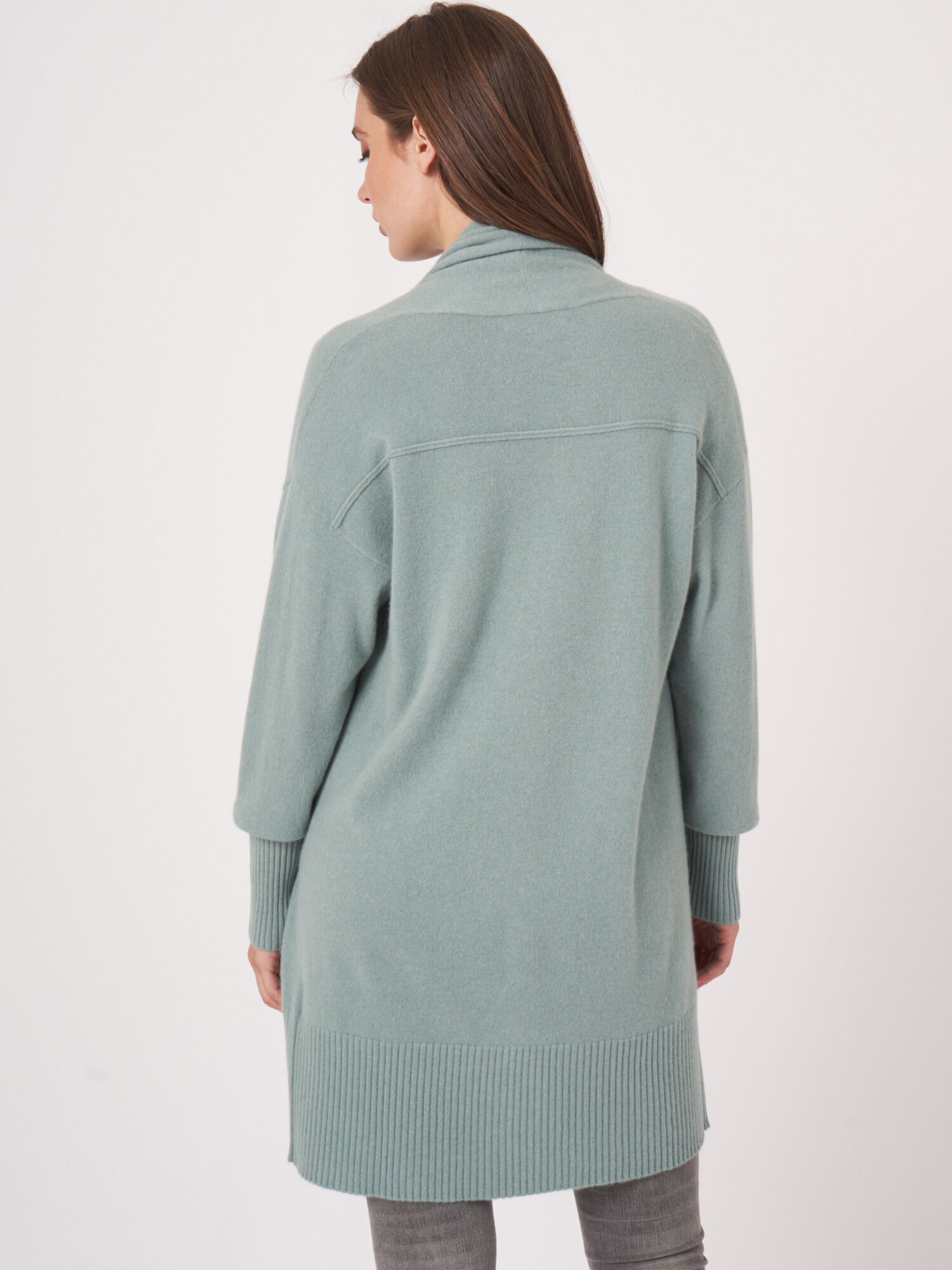 Women's Long cashmere cardigan with shawl collar and pockets