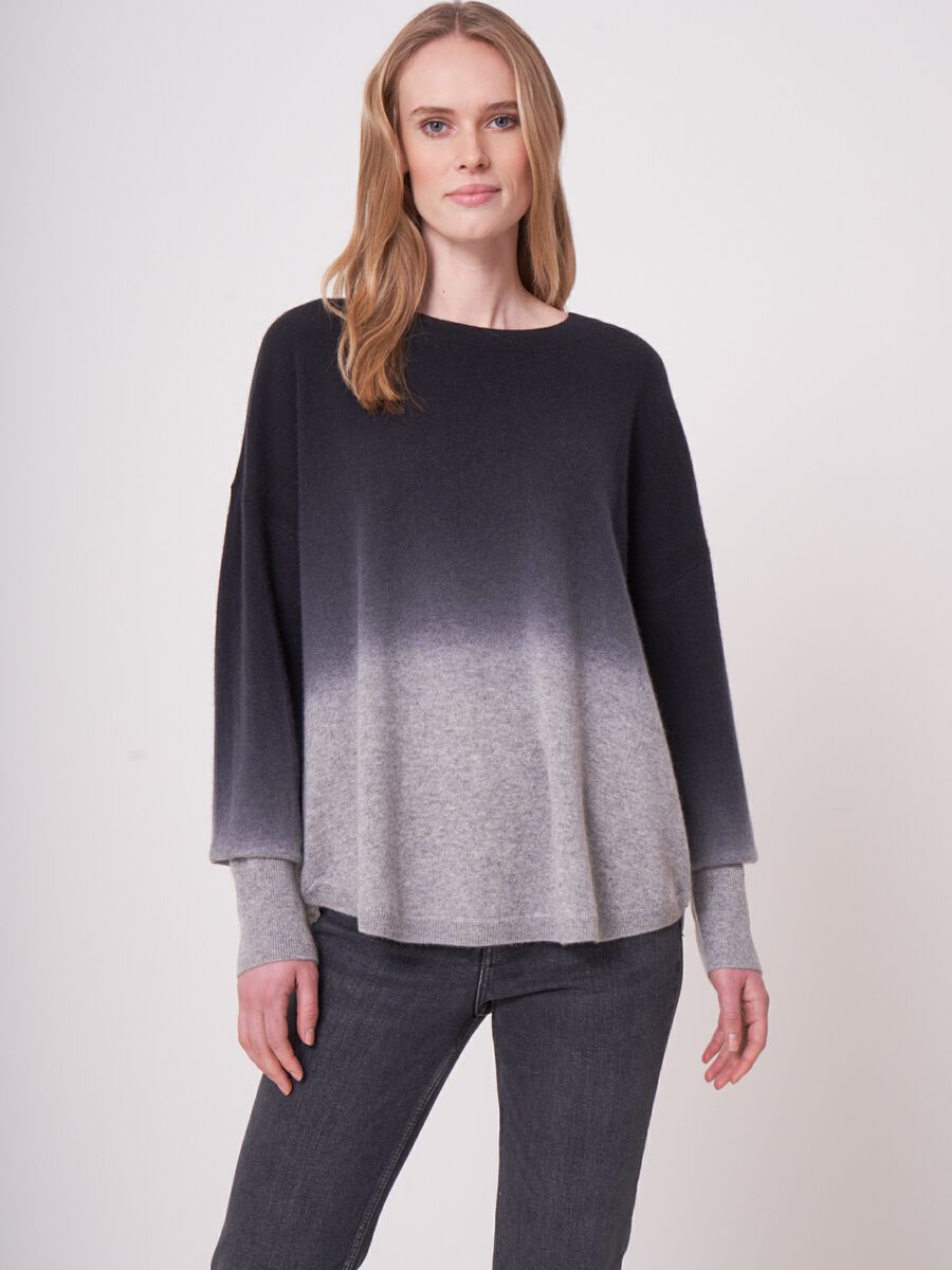 A-line cashmere sweater with dip-dye gradient image number 1