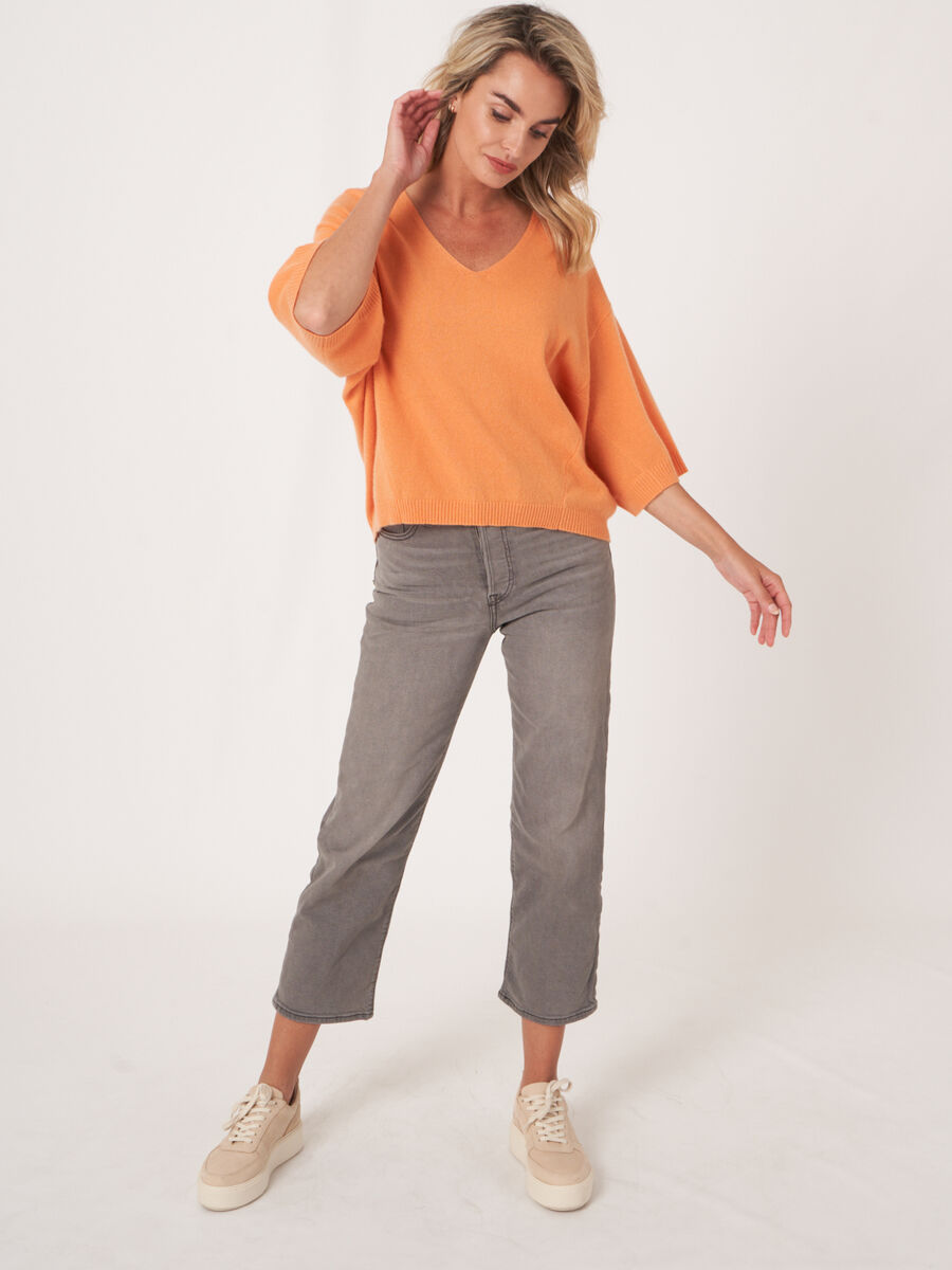 Pull ample en cachemire à manches courtes chauve-souris image number 6