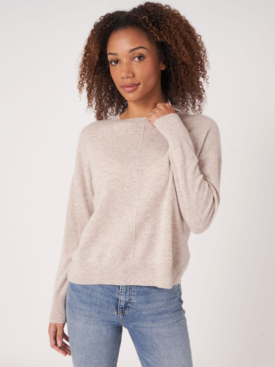 Casual organic cashmere sweater with buttoned back image number 0