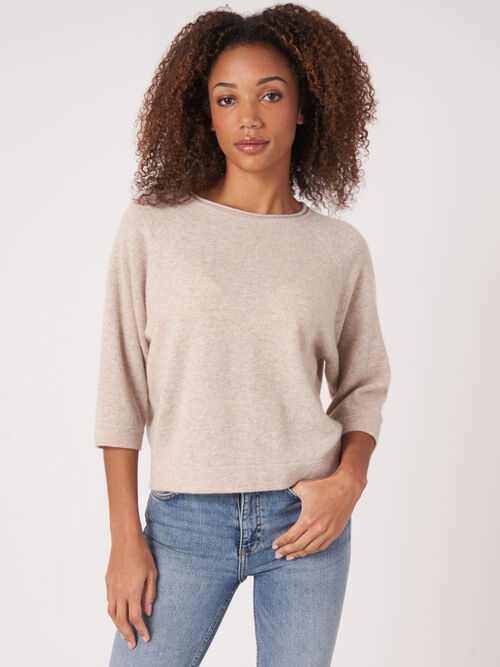 Bio-Kaschmir-Pullover mit 3/4-Raglanärmeln