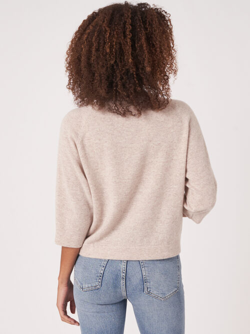 Bio-Kaschmir-Pullover mit 3/4-Raglanärmeln