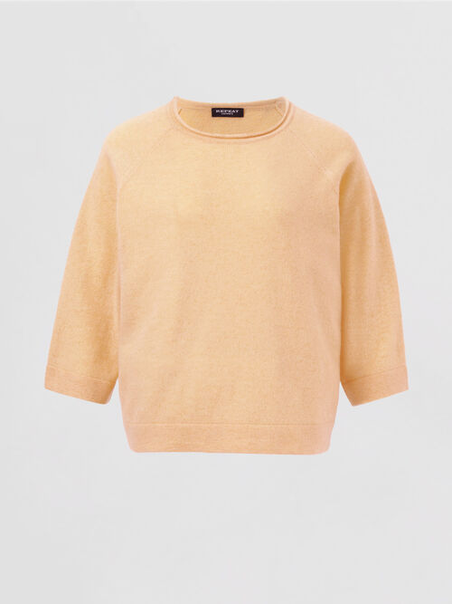 Organic cashmere sweater with 3/4 raglan sleeves