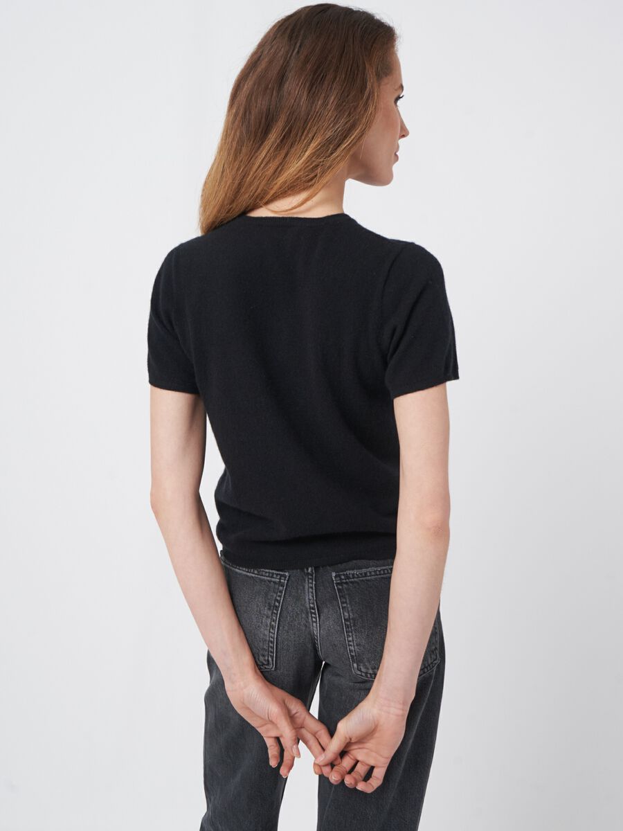 Trui met korte mouw naadloos gebreid van biologisch cashmere image number 1